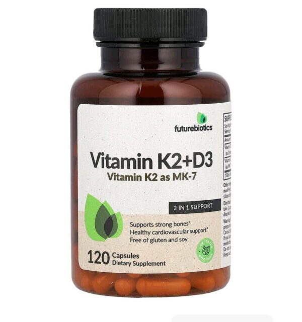 Futurebiotics , Vitamin K2 + D3 , 120 Capsules