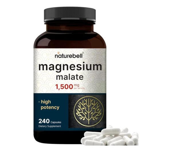 Naturebell Magnesium Malate 1,500mg Per Serving, 240 Capsules | Chelated for High Absorption – Energy & Nervous Mineral Supplement – Non-GMO, Gluten Free
مغنسيوم ماليت ١٥٠٠ مج