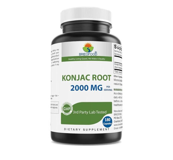 Brieofood Konjac Root (Glucomannan) 2000 mg per Serving - 180 Vegetarian Capsules 30/3/2026