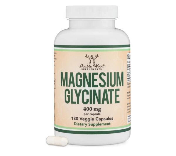Double Wood Magnesium Glycinate 400mg, 180 Capsules (Vegan Safe, Third Party Tested, Gluten Free, Non-GMO) High Absorption Magnesium by Double Wood Supplements
