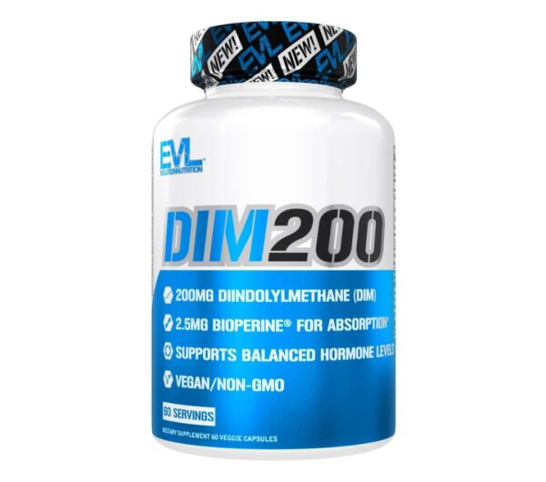 EVL Diindolylmethane DIM  - Advanced Dim 200mg with Dim Plus Bioperine for Enhanced Absorption - Vegan Non-GMO Hormone Balance Supplement for Enhanced Energy Mood and Performance