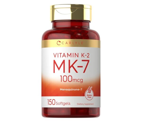 Carlyle Vitamin K2 MK7 100 mcg | 150 Softgels | Non-GMO, Gluten Free Supplement
