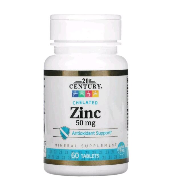 21 century, Chelated Zinc, 50 mg, 60 Tablets