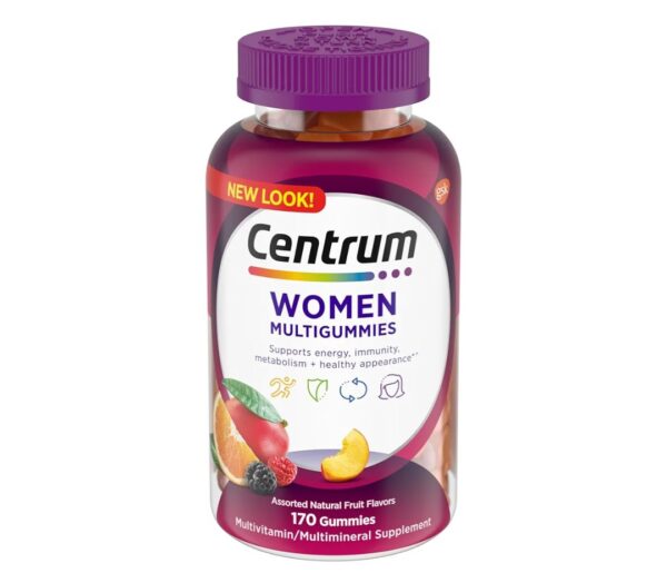 Centrum MultiGummies Gummy Multivitamin for Women, Multivitamin/Multimineral Supplement with Vitamin D3, B Vitamins and Antioxidants, Assorted Fruit Flavor - 170 Count