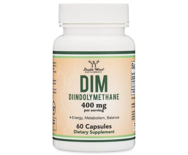 DIM Supplement for Women and Men (Diindolylmethane Estrogen Blocking Supplement, Hormonal Acne Treatment, Hormone Balance for Women) 400mg Servings, 200mg Per Capsule, 60 Capsules by Double Wood
