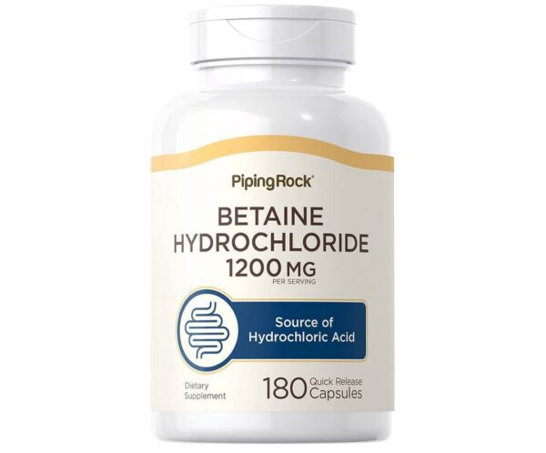 Piping Rock Betaine HCL | 1200mg | 180 Capsules | Betaine Hydrochloride Supplement | Non-GMO, Gluten Free