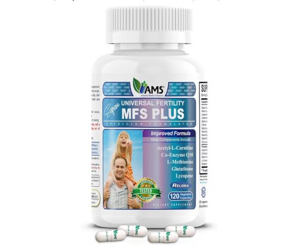 America Medic & Science MFS Plus Fertility Supplements for Men (120 Capsules) Sperm Count Booster, Supports Motility | Natural Preconception Vitamins, Reproductive Aid, with Zinc, CoQ10
