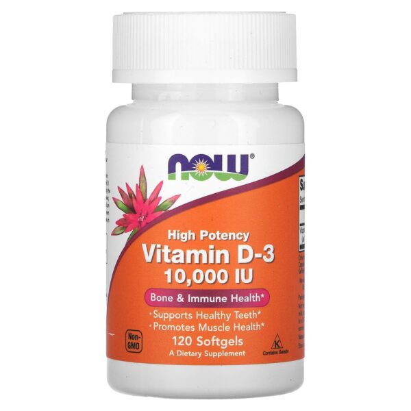 NOW, Vitamin D3, High Potency , 10000 IU, 120 Softgels