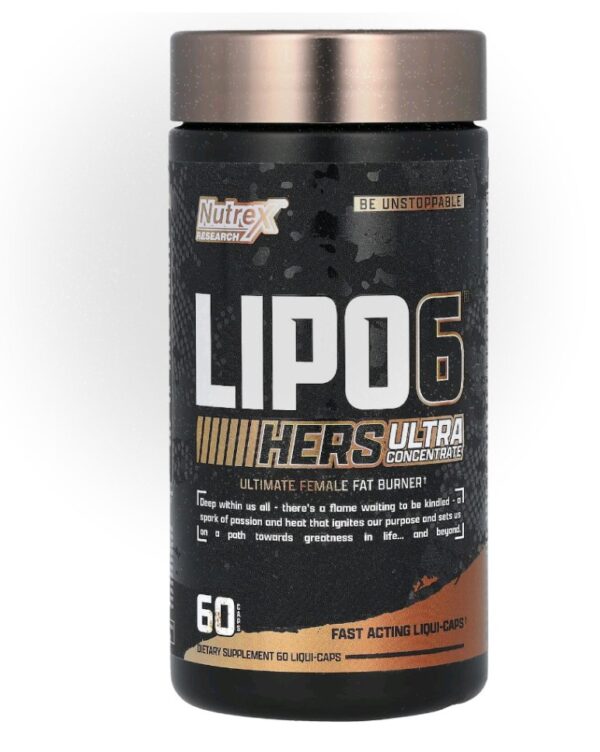 Nutrex Research Lipo-6 Black Hers Ultra Concentrate | Weight Loss Pills for Women | Fat Burner, Appetite Suppressant, Metabolism Booster for Weight Loss + Hair, Skin, & Nails Support | 60 Diet Pills