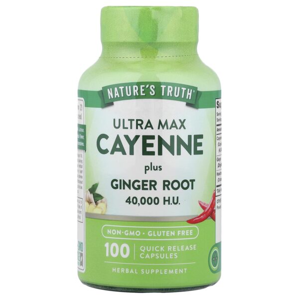 Nature's Truth, Vitamins, Ultra Max Cayenne Plus Ginger Root, 100 Quick Release Capsules