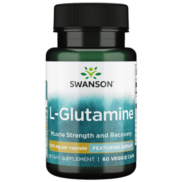 Swanson Ajipure L-Glutamine, Pharmaceutical Grade 500 mg 60 Veggie Capsules
