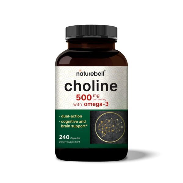 naturebell, Choline Supplements 500mg with Omega-3 Fatty Acids, 240 Capsules