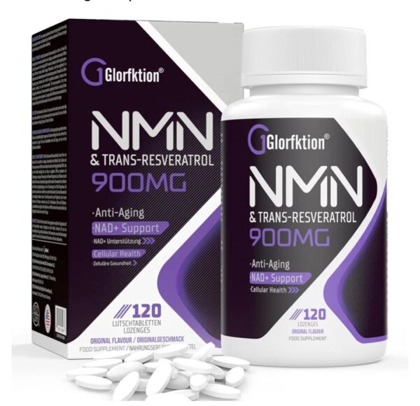 NMN & Trans-Resveratrol & NAD+ 900mg, Enhanced with Black Pepper for Max Absorption, 120 Fast-Acting Lozenges for 4 Month Supply (120 Count )