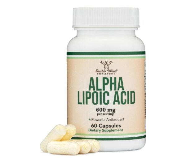 Alpha Lipoic Acid 600mg per Serving, 60 Capsules (Third Party Tested, Non-GMO, Gluten Free, Vegan Safe) Potent Antioxidant for Neuropathy and Cardiovascular Health (ALA Supplement) by Double Wood