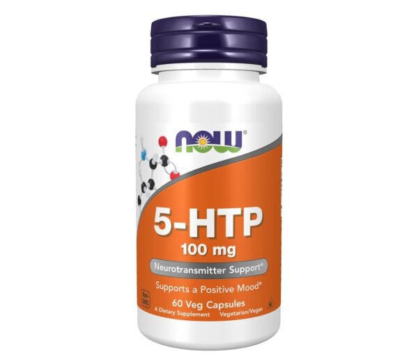 NOW Foods Supplements, 5HTP (5-hydroxytryptophan) 100 mg, Neurotransmitter Support*, 60 Veg Capsules