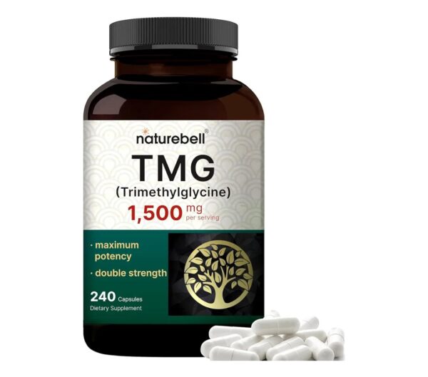NatureBell TMG Supplements 1,500mg, 240 Capsules | Max Strength Betaine Anhydrous Trimethylglycine – Supports Healthy Homocysteine Balance, Heart & Liver Health – Non-GMO, Gluten Free
