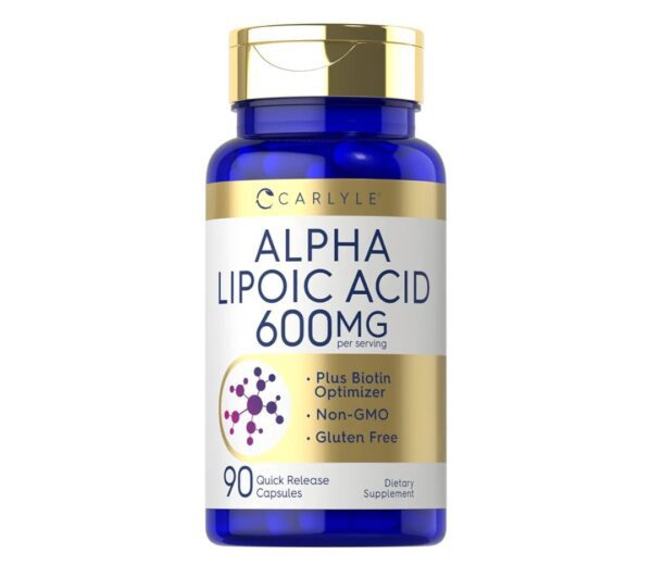 Carlyle Alpha Lipoic Acid 600mg | Plus Biotin Optimizer | 90 Capsules | Non-GMO & Gluten Free Supplem