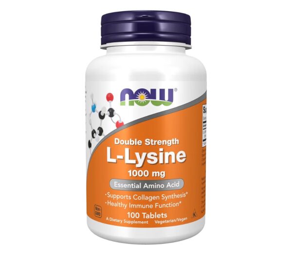 NOW Foods Supplements, (L-Lysine Hydrochloride) 1,000 mg, Double Strength, Amino Acid, 100 Tablets