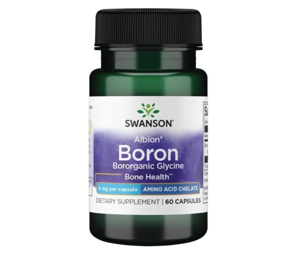 Swanson Boron from Albion - Boroganic Glycine Supplement Supporting Joint Health & Bone Health - High Absorption Formula May Support Overall Balance - (60 Capsules, 6mg Each)