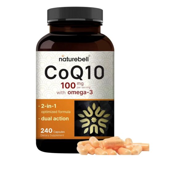 CoQ10 (Ubiquinone) 100mg with Omega 3 Fatty Acids, 240 Capsules | Stable High Absorption Form – Antioxidant Support for Heart & Energy Health – Extra Strength Coenzyme Q10 Supplement