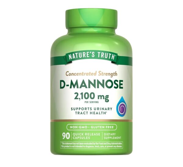 Nature's Truth D-Mannose Capsules | 2100mg | 90 Pills | Non-GMO & Gluten Free Supplement