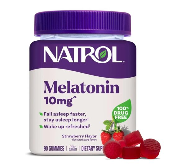 Natrol Melatonin Gummies, Sleep Support, 90 Strawberry-Flavored Adult Melatonin Gummies, 10 mg Sleep Aids for Adults