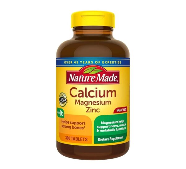 Nature Made Calcium, Magnesium Oxide, Zinc with Vitamin D3 helps support Bone Strength, Tablets, 300 Count
