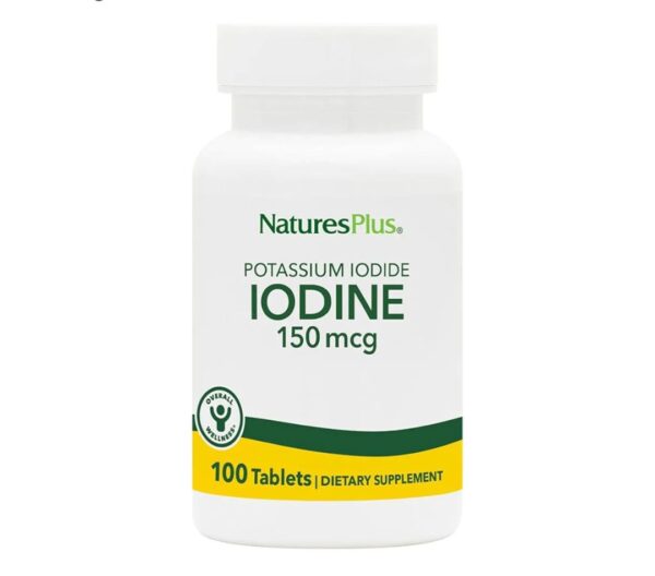 NaturesPlus Potassium Iodide - 150 mcg, 100 Vegan Tablets - Thyroid Support Supplement, Supports Respiratory Health - Vegetarian, Gluten Free - 100 Servings