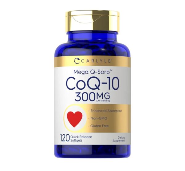 Carlyle CoQ10 300mg | 120 Softgels | Mega Q-Sorb Coenzyme Q-10 | with Black Pepper Extract | Non-GMO, Gluten Free Supplement