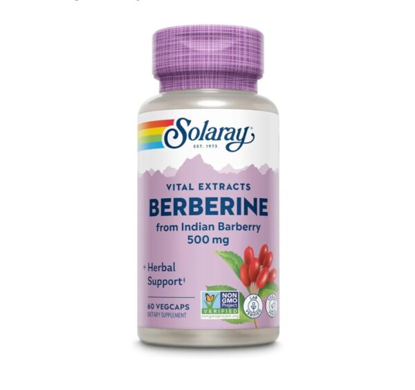 SOLARAY Berberine 500mg - Berberine Supplement for a Healthy, Active Lifestyle - with Berberine HCl from Indian Barberry - Vegan, Non-GMO, 60-Day Guarantee, Lab Verified - 60 Servings, 60 VegCaps