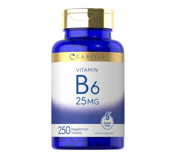 Carlyle Vitamin B6 | 25 mg | 250 Tablets | Supplement for Women and Men | as Pyridoxine Hydrochloride | Vegetarian, Non-GMO, and Gluten Free