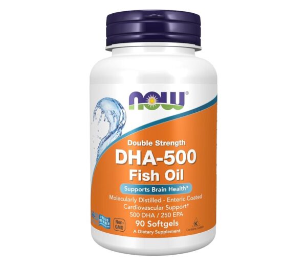 NOW Foods Supplements, DHA 500 with 250 EPA, Molecularly Distilled, Supports Brain Health*, 90 Softgels