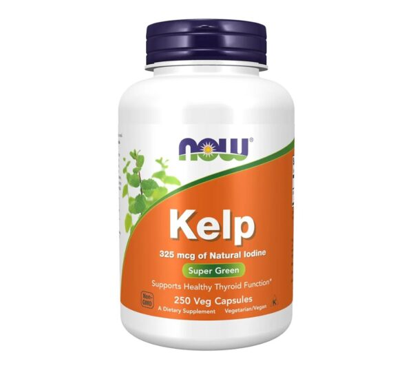 NOW Supplements, Kelp 325 mcg of Natural Iodine, Supports Healthy Thyroid Function*, Super Green, 250 Veg Capsules