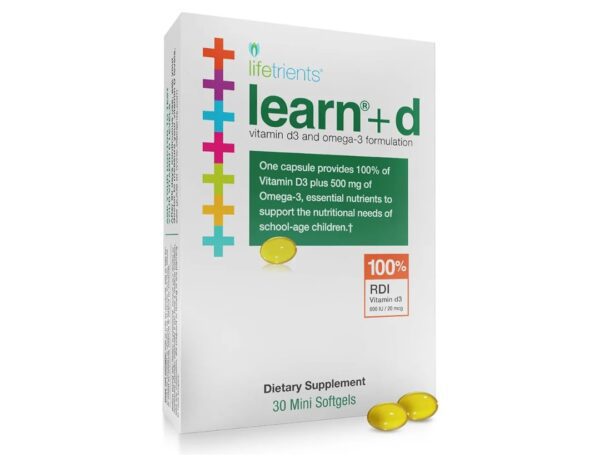 Learn+D - Vitamin D3, Omega 3 Formulation - 30 Mini Softgels
