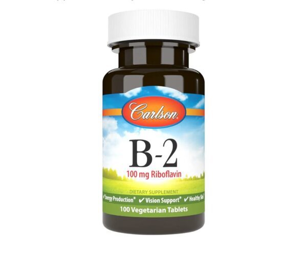 Carlson - B-2, 100 mg Riboflavin, Energy Production, Vision Support & Healthy Skin, 100 Vegetarian Tablets