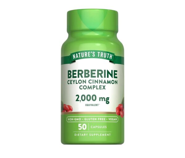 Nature's Truth Berberine with Ceylon Cinnamon Complex | 2,000mg | 50 Vegan Capsules | Vegan, Non-GMO, and Gluten Free Supplement