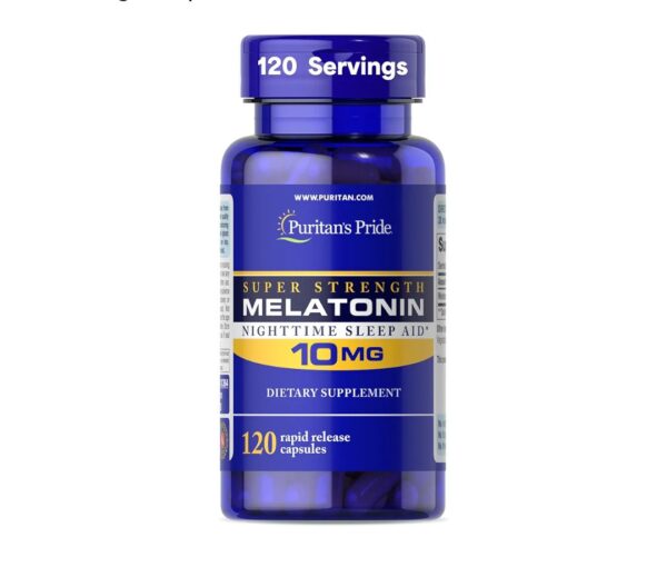 Puritan's Pride Premium Super Strength Melatonin 10mg Sleep Aid, Dietary Supplement for Sound, Restful, and Longer Sleep Support, 4 Month Supply, 120 Rapid Release Capsules (Packaging May Vary)