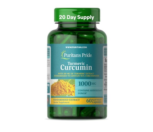 Puritan's Pride Turmeric Curcumin 1,000mg, Standarized to 95% Cucuminoids, Herbal Dietary Supplement for Antioxidant Health, 60 Radpid Release Capsules