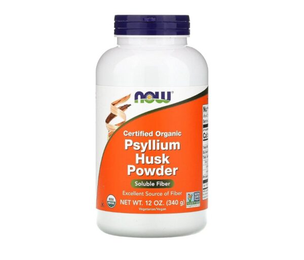 NOW Foods Supplements, Psyllium Husk Powder, Certified Organic, Non-GMO Project Verified, Soluble Fiber, 12-Ounce