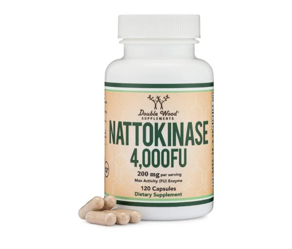 Nattokinase Supplement 4,000 FU Servings, 120 Capsules (Derived from Japanese Natto) Systemic Enzymes for Cardiovascul
