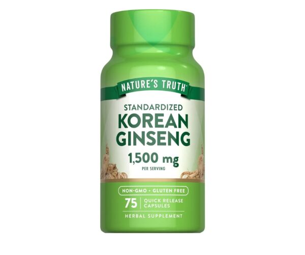 Nature's Truth Korean Ginseng Capsules | 75 Count | Standardized Extract | Non-GMO & Gluten Free Supplement
