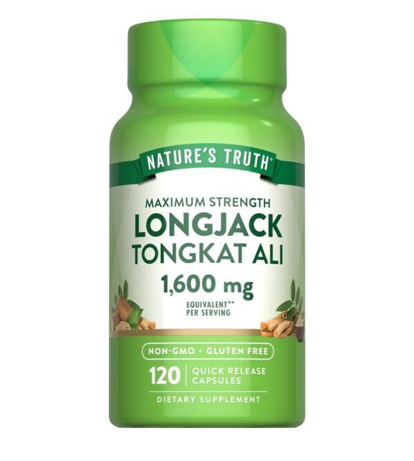 Nature's Truth Longjack Tongkat Ali | 1600mg | 120 Capsules | Max Strength Formula for Men | Non-GMO & Gluten Free Supplement