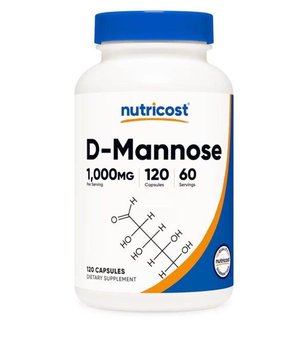 Nutricost D-Mannose 1000mg Per Serving, 120 Capsules - 500mg Per Capsule, Urinary Tract Health, Non-GMO and Gluten Free
