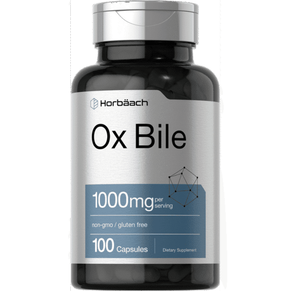 Ox Bile 1000mg | 100 Capsules | Digestive Enzymes Supplement | by Horbaach