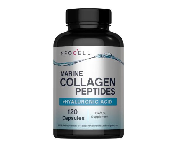 NeoCell Marine Collagen With Collagen Type 1 and 3 and Hyaluronic Acid, With Hydrolyzed Collagen, Skin Health Supplement, Capsule, 120 Count, 1 Bottle