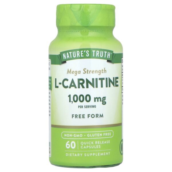 Nature's Truth L Carnitine 1000mg | 60 Capsules | Non-GMO, Gluten Free Supplement