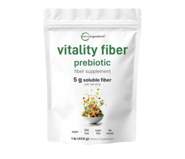 Micro Ingredients Vitality Prebiotic Fiber Powder, 1lb | Easy Mix Powder for Digestive & Gut Health | Daily