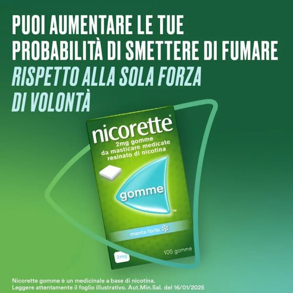 Nicorette 2 mg Medicated Chewing Gum, Strong Mint Flavor, 105 Pieces