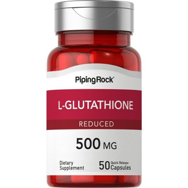 L-Glutathione (Reduced) 500 mg | 50 Capsules | Non-GMO, Gluten Free | by Piping Rock