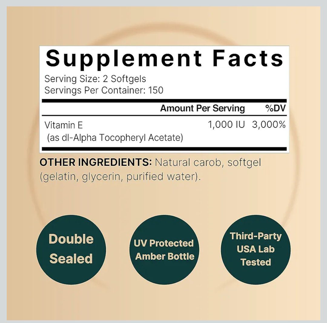 ناتشر بيل فيتامين هـ Oil سوفت جيل، 1، 000 وحدة دولية لكل حصة، 300 Pills - Essential Antioxidant supplements، Easily Absorbed | NatureBell Vitamin E Oil Softgels، 1، 000 IU Per Serving، 300 Pills